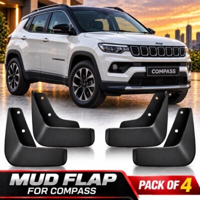 Compass Mud Flap Plastic Black | Car Mud guard Set Pack of 4