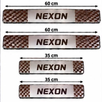 Nexon Car Door Steel Welcome Sill Plate | Compatible with All Models | Glossy Chrome Finish Pack of 4