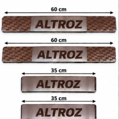 Altroz Car Door Steel Welcome Sill Plate | Compatible with All Models | Glossy Chrome Finish Pack of 4