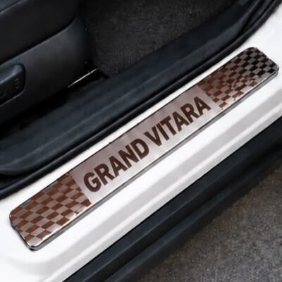 Grand Vitara Car Door Steel Welcome Sill Plate | Compatible with All Models | Glossy Chrome Finish Pack of 4