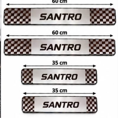Santro Car Door Steel Welcome Sill Plate | Compatible with All Models | Glossy Chrome Finish Pack of 4