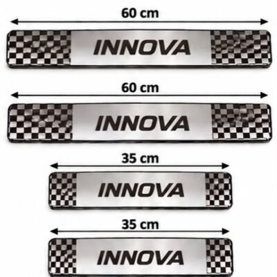 Innova Car Door Steel Welcome Sill Plate | Compatible with All Models | Glossy Chrome Finish Pack of 4