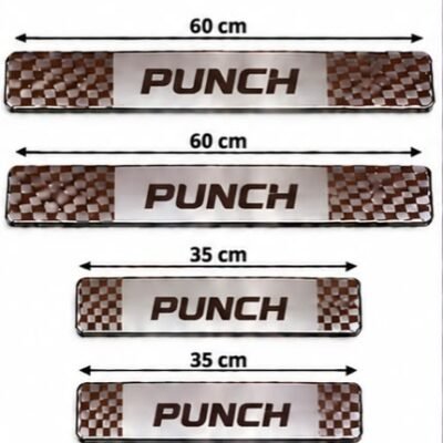 Punch Car Door Steel Welcome Sill Plate | Compatible with All Models | Glossy Chrome Finish Pack of 4