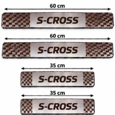 Scross Car Door Steel Welcome Sill Plate | Compatible with All Models | Glossy Chrome Finish Pack of 4 (Copy)
