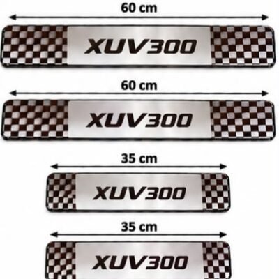 Xuv 300 Car Door Steel Welcome Sill Plate | Compatible with All Models | Glossy Chrome Finish Pack of 4