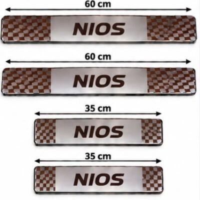 Grand i10 Nios Car Door Steel Welcome Sill Plate | Compatible with All Models | Glossy Chrome Finish Pack of 4