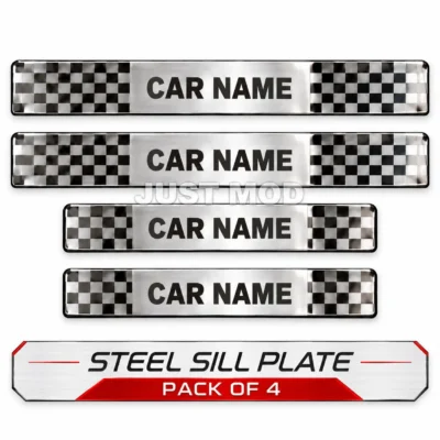 Innova Crysta Car Door Steel Welcome Sill Plate | Compatible with All Models | Glossy Chrome Finish Pack of 4