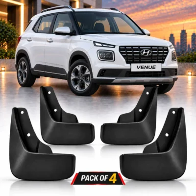 Venue Mud Flap Plastic Black | Car Mud guard Set Pack of 4