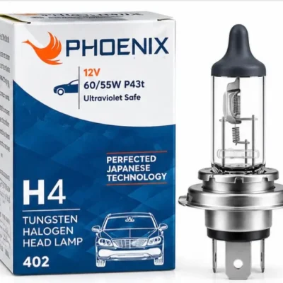 Phoenix H4 Halogen Headlight Bulb 12V 55/60W High Low Beam Universal for Car Bike Pack of 2
