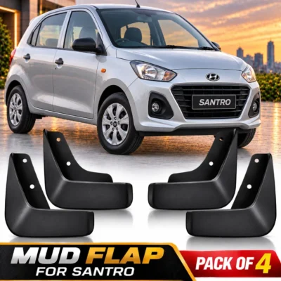 Santro Mud Flap All Model Plastic Black | Car Mud guard Set Pack of 4