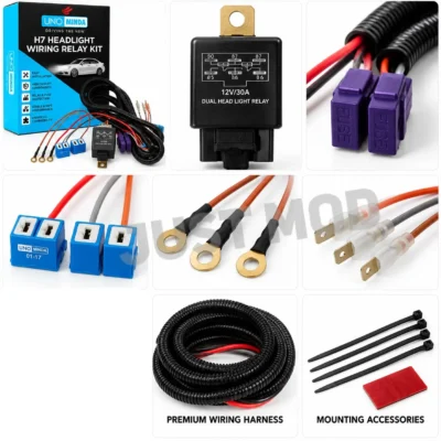 UNO Minda Headlight Relay H7 High/Low Beam 12V 40Amp Original 100% Copper Wiring Pack of 1