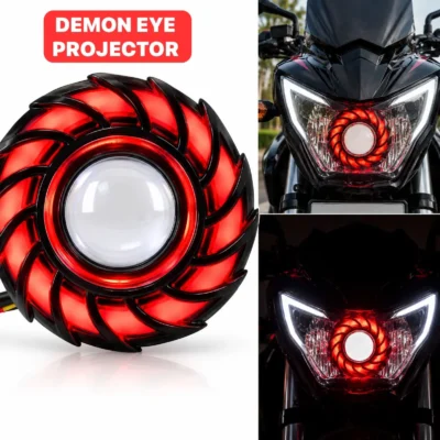 Bike Demon Eye Projector Headlight | Red Demon Eye LED Projector Light for Motorcycle Pack of 1
