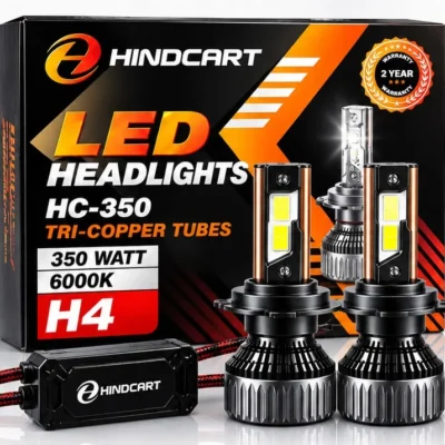 Hindcart 350W H4 LED Headlight Bulb High/Low Beam – Ultra Bright 6000K 35000LM Lights | Pack of 2