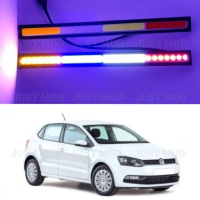 JUST MOD 17cm LED Light Multicolour Flasher Led Light Strip Waterproof Car 12V DRL Fancy Light Pack of 2