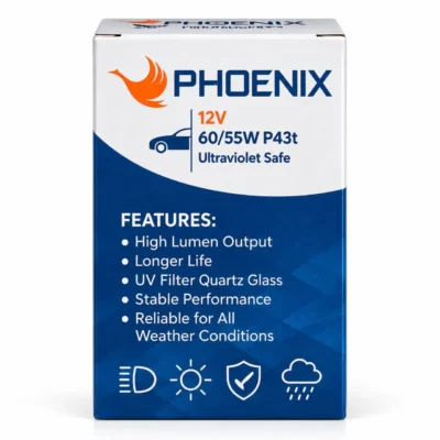 Phoenix H4 Halogen Headlight Bulb 12V 55/60W High Low Beam Universal for Car Bike Pack of 2