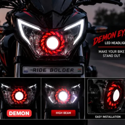 Bike Demon Eye Projector Headlight | Red Demon Eye LED Projector Light for Motorcycle Pack of 1