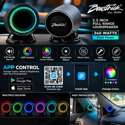 Bowstrick 2.5 Inch Tweeter Full Range Loudspeaker Car Audio 240W Peak Power LED Speaker BOS-MID-LED-2.5SP (1 Set ))
