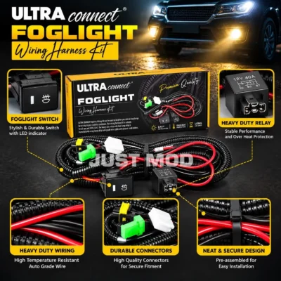 Original Ultra Connect H8 40A Relay for Fog Lamp with On/Off Switch |100% Copper Heavy Duty Wiring Relay Kit