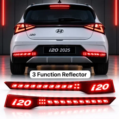 i20 2025 Rear Bumper Reflector Light 3 Function Matrix | Brake, Parking, Indicator | Pack of 2