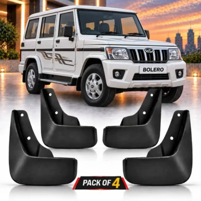 Bolero Mud Flap Plastic Black | Car Mud guard Set Pack of 4