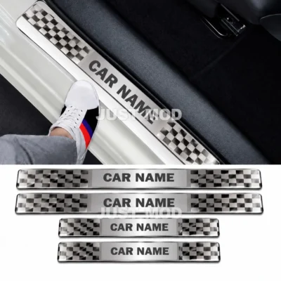 Innova Crysta Car Door Steel Welcome Sill Plate | Compatible with All Models | Glossy Chrome Finish Pack of 4