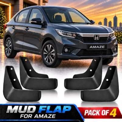Amaze Mud Flap Plastic Black | Car Mud guard Set Pack of 4