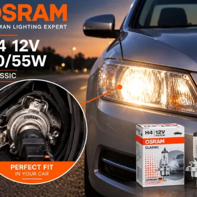 Osram H4 Halogen Headlight Bulb 12V 55/60W High Low Beam Universal for Car Bike Pack of 2