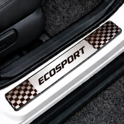 Ecosport Car Door Steel Welcome Sill Plate | Compatible with All Models | Glossy Chrome Finish Pack of 4