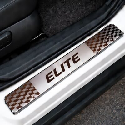 Elite Car Door Steel Welcome Sill Plate | Compatible with All Models | Glossy Chrome Finish Pack of 4
