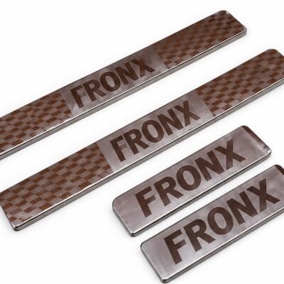Fronx Car Door Steel Welcome Sill Plate | Compatible with All Models | Glossy Chrome Finish Pack of 4