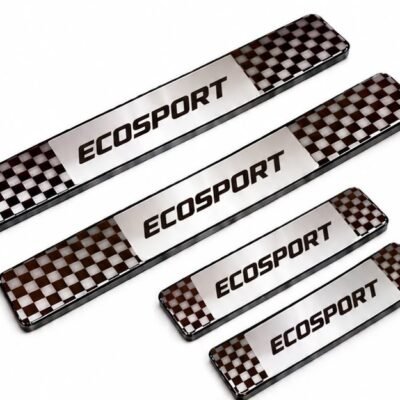 Ecosport Car Door Steel Welcome Sill Plate | Compatible with All Models | Glossy Chrome Finish Pack of 4