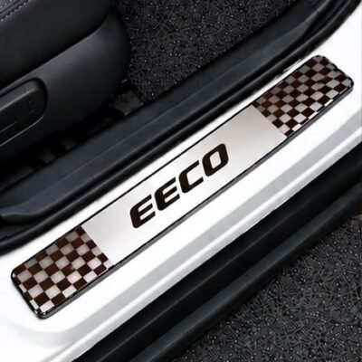 Ecco Car Door Steel Welcome Sill Plate | Compatible with All Models | Glossy Chrome Finish Pack of 2