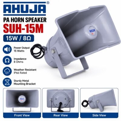 Ahuja SUH-15M 15W 8 Ohm PA Horn Siren Speaker – IP66 Weather Resistant Pack of 1