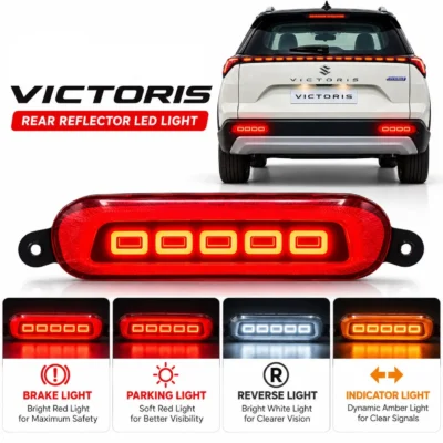 Victoris Rear Bumper Reflector Light 4 Function Brake Light | Parking | Reverse | Indicator | Pack of 2 Light