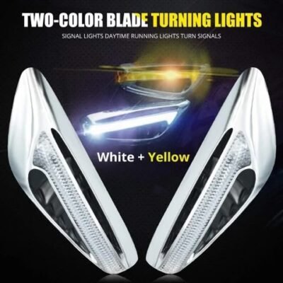Universal Fit for Car Fender Vent Indicators Dual Color White / Yellow LED With Chrome | Premium Quality Pack of 2 Light (Left and Right)