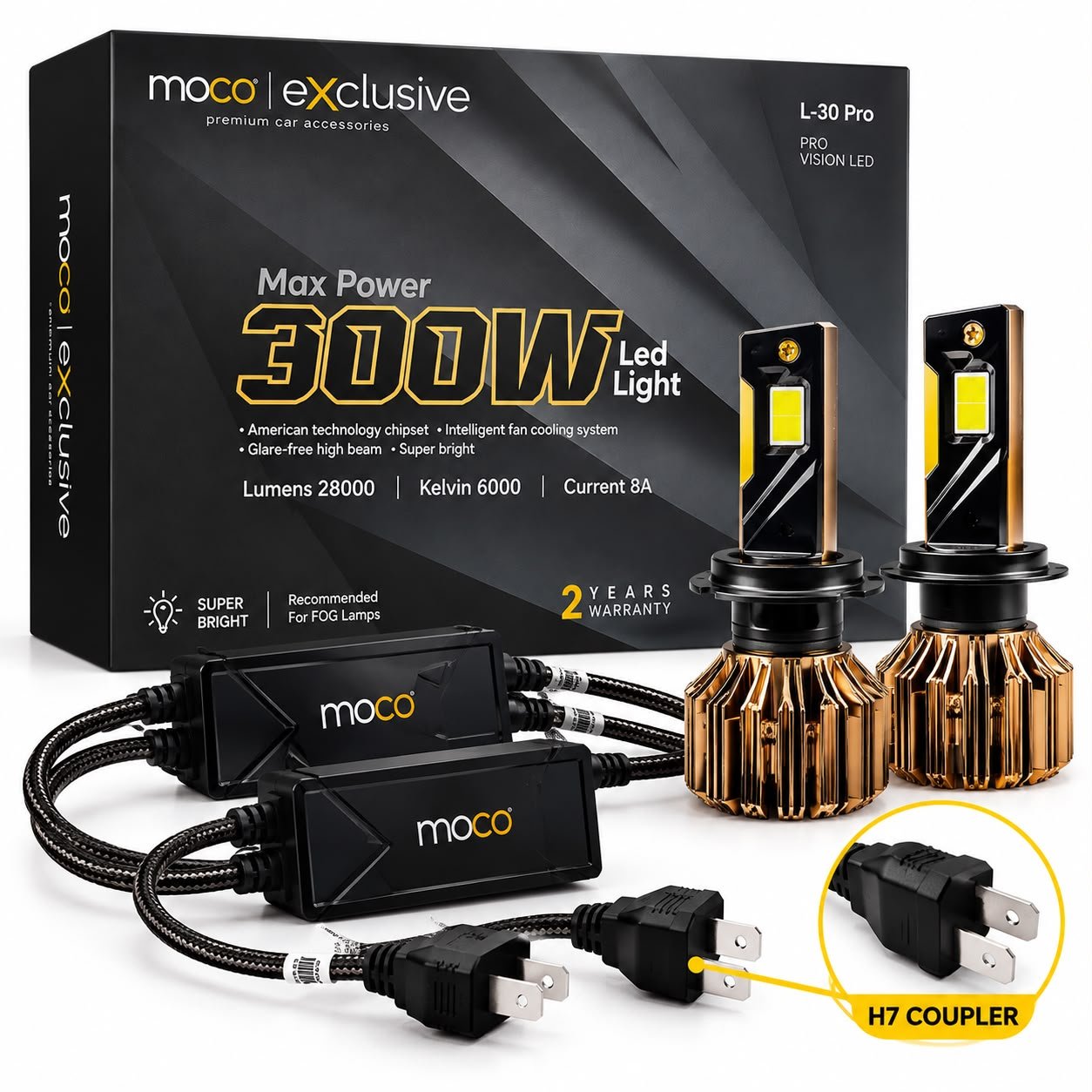 MOCO H7 300W LED Headlight Bulb