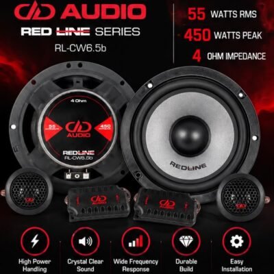 DD Audio Red Line Series 6.5-Inch Component Speaker System, 55W RMS, 450W Peak Power, Pack of 2