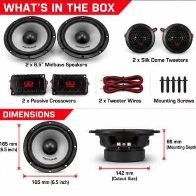 DD Audio Red Line Series 6.5-Inch Component Speaker System, 55W RMS, 450W Peak Power, Pack of 2