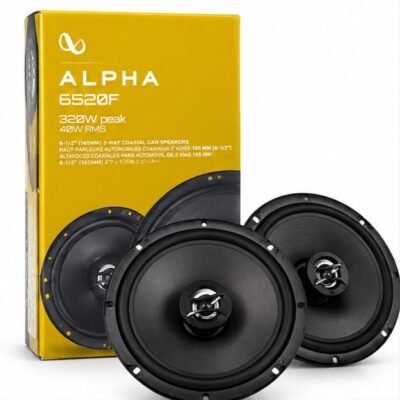 Infinity Alpha 6520F Coaxial Car Speakers 6.5 Inch 320W Peak Power, 40W RMS, 2-Way Wired Speakers – Black
