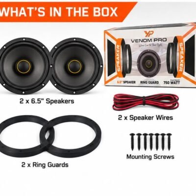 Venom Pro 750W Car Speaker 6.5 Inch with Ring Guard – Pack of 2