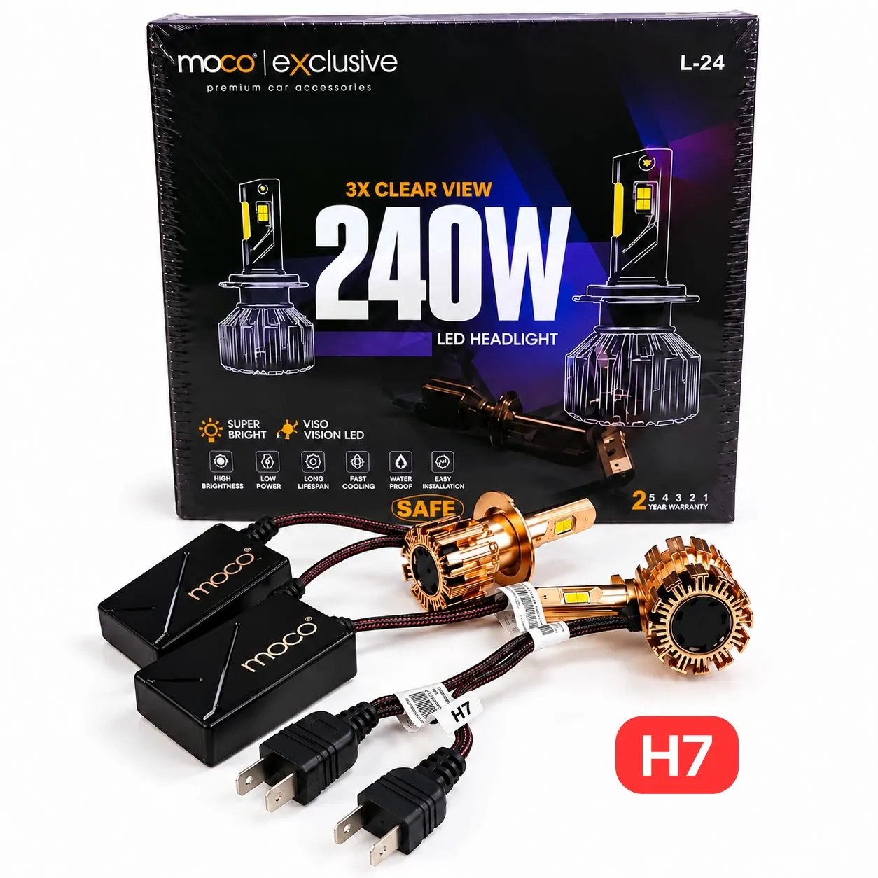 MOCO H7 240W LED Headlight Bulb