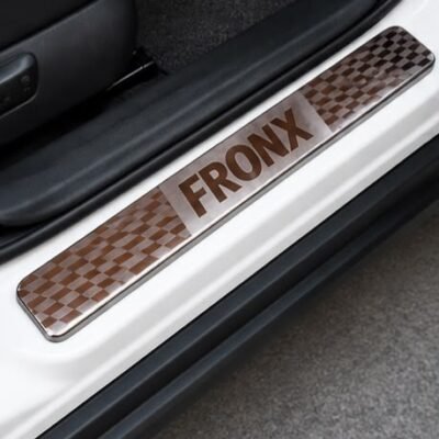 Fronx Car Door Steel Welcome Sill Plate | Compatible with All Models | Glossy Chrome Finish Pack of 4