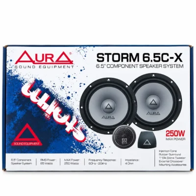 Aura Storm 6.5C-X 6.5-Inch Component Speaker System, 65W RMS, 250W Max Power, 4 Ohm Pack of 2