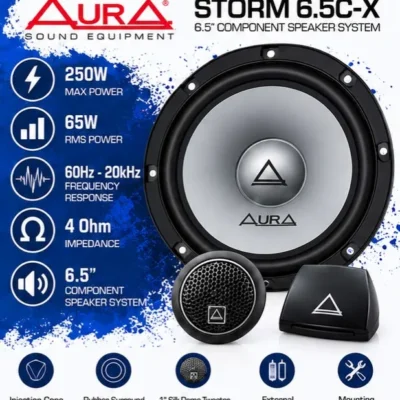 Aura Storm 6.5C-X 6.5-Inch Component Speaker System, 65W RMS, 250W Max Power, 4 Ohm Pack of 2